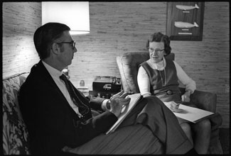 Fred M. Rogers of Mister Rogers’ Neighborhood and Pitt child psychology professor Margaret B. McFarland