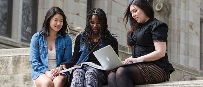 Three students studying together